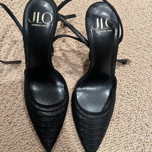 Jennifer Lopez Black Strappy Heels